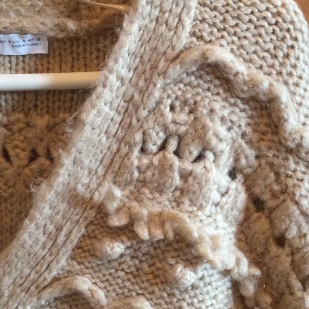 Zara Beige Chunky Knit Button-Up Cardigan - Picture 3 of 6
